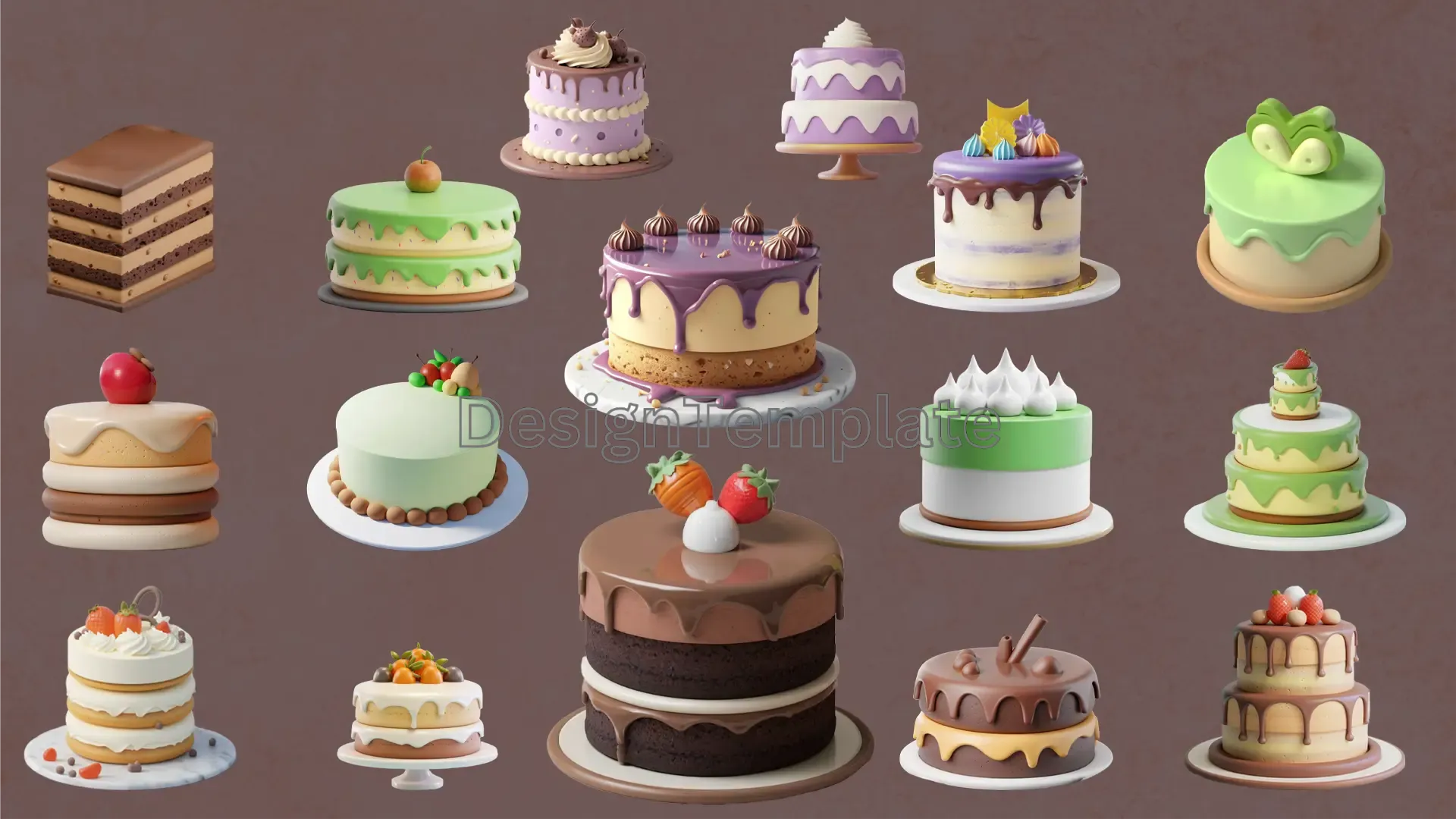 Different Shaped Cakes 3D Elements Pack image